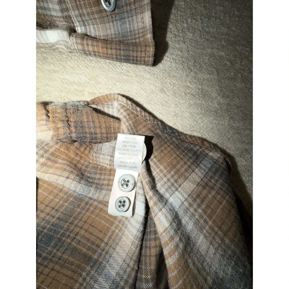 Banana Republic Men's Brown Plaid Flannel Button Down Shirt Size Large 100% Corn